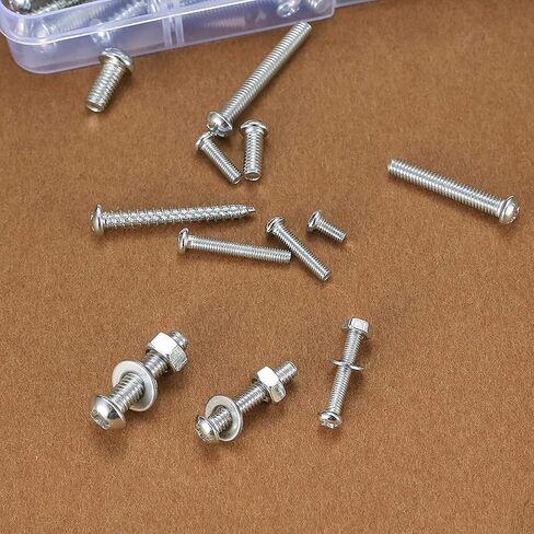 550 Pcs Machine Screws and Nuts and Bolts and Flat Washers Hardware Assortment Kit, M3/M4/M5 Phillips Pan Round Head Set, with Storage Case - 12 Sizes in Kuwait
