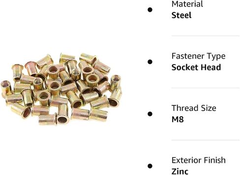 Keadic 150Pcs M6 Metric Zinc Plated Carbon Steel Rivet Nut Flat Head Threaded Insert Nutsert Kit (M6) in Kuwait