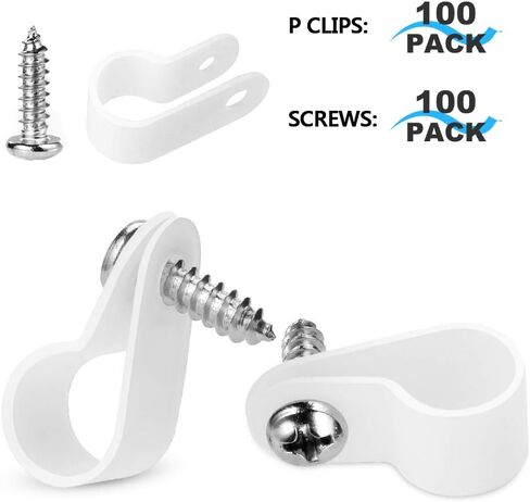 LOKMAN 100 Pack 1/4 Inch Rope Light P-Style Mounting Clips with Compatible Stainless Steel Pan Head Phillips Screws in Kuwait