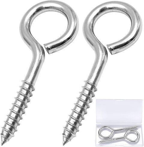 YGAOHF 5 Inch Eye Hooks Screw in Heavy Duty, 500LBS Capacity, Large Stainless Steel Eye Hooks for Hanging, Rust-Proof Black Eye Bolts for Indoor & Outdoor Heavy-Duty Applications in Saudi Arabia