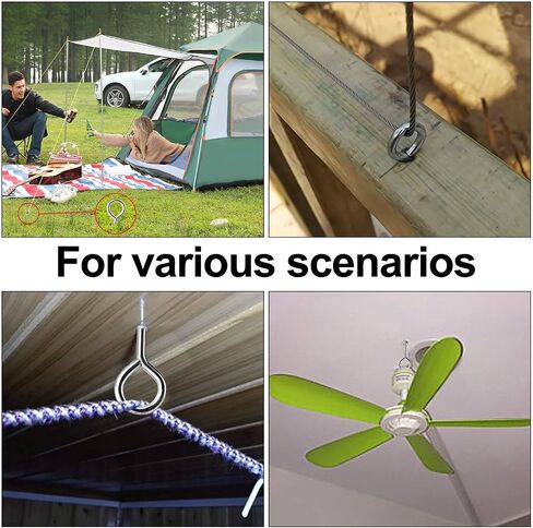 YGAOHF 5 Inch Eye Hooks Screw in Heavy Duty, 500LBS Capacity, Large Stainless Steel Eye Hooks for Hanging, Rust-Proof Black Eye Bolts for Indoor & Outdoor Heavy-Duty Applications in Saudi Arabia