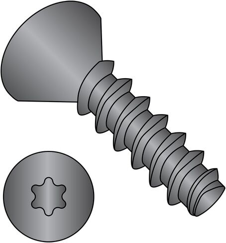 Small Parts 0206LTFB Steel Thread Rolling Screw for Plastic, Black Oxide Finish, 82 Degree Flat Head, Star Drive, #2-28 Thread Size, 3/8" Length (Pack of 100) in Saudi Arabia