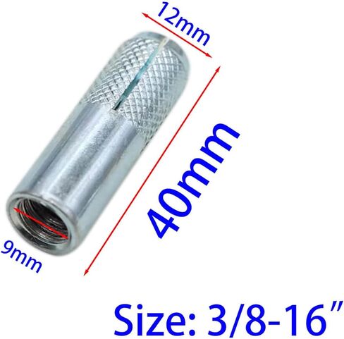 مرساة بودلون مطلية بالزنك، مقاس 3/8 بوصة - 16 خيط مرساة، قطر مرساة 1/2 بوصة، 10 عبوات in Kuwait