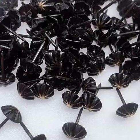مسامير تنجيد، مسامير تنجيد الأثاث للديكور، 100 قطعة زخرفية مقاس 7/16 بوصة للديكور المنزلي، أظافر نحاسية على شكل قرع عصر النهضة/أسود مطفي in Kuwait
