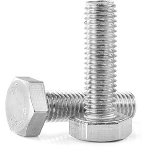 M4-0.7 x 55mm Heavy Duty Hexagon Bolts Hex Head Screws, 304 Stainless Steel, Metric Machine Fully Thread, Bright Finish, 25PCS
