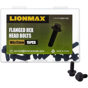 مسامير شفة رأس سداسية مقاس 20 مم من LIONMAX M8، مسامير سداسية ذات حواف مع لمسة نهائية من أكسيد أسود، مقاومة للصدأ، فولاذ كربوني درجة 10.9، الكمية 30