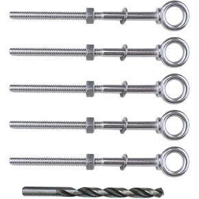 Muzata 5pack 1/4"-20 Eye Bolt Heavy Duty Shoulder Lifting Ring Threaded Eyebolts with Nuts Washers T316 Stainless Steel Marine Grade UNC-3A CR32 in Saudi Arabia