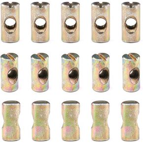 Hilitchi 20-Pcs M6 Pozidriv Slotted Barrel Nuts Cross Dowels Slotted Nuts for Furniture Beds Crib Chairs - M6 x 20mm in Saudi Arabia