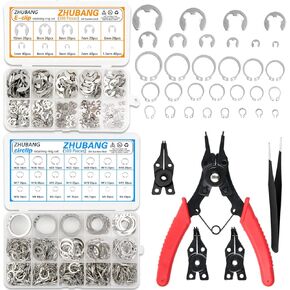 800Pcs C-Clip External Retaining Rings Snap Rings Assortment Kit Circlip 304 Stainless Steel(M4-M28) + E-Clip Retaining Rings Assortment Set(1.5mm-10mm) + 5Pcs Snap Ring Plier + Tweezer in Saudi Arabia