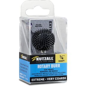 Kutzall Extreme Sphere Rotary Burr 1⁄4" Shaft, Very Coarse - Woodworking Attachment for Bosch, DeWalt, Milwaukee, Makita Tools. Abrasive Tungsten Carbide, 1" (25.4mm) Head Diameter, SX-1C in Saudi Arabia