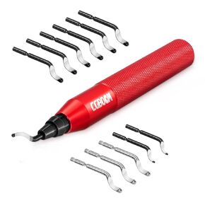 أداة إزالة الأزيز مع 10 شفرات HSS (فولاذية) إضافية في 3 أوضاع ومقبض ألومنيوم واحد - تعمل على المعدن والبلاستيك والراتنج والطابعة ثلاثية الأبعاد وأنابيب PVC والنحاس، ومزيل حواف الثقب، ومزيل الأزيز، وأداة مخرطة محمولة in Kuwait