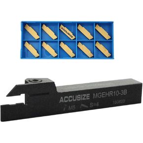 Accusize Industrial Tools 5/8'' x 5/8" Cut-Off Holder, Parting Tool, Mgehr10-3b of 2387-2005 with 10 Carbide Inserts for Cutting Steel 2387-0005ins in Saudi Arabia