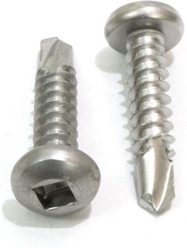 10 x 3/4" Stainless Pan Head Square Drive Sheet Metal Self Tapping Drilling Screws, (100 Pack) 410 Stainless, Choose Size and Quantity, by Bolt Dropper. in Saudi Arabia