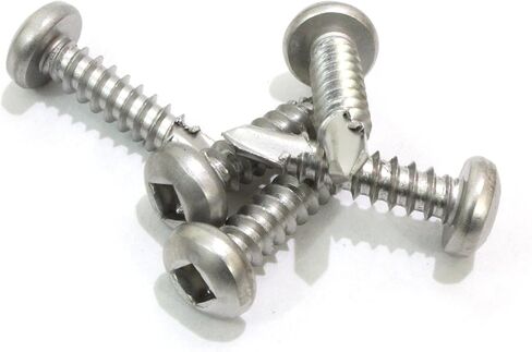 10 x 3/4" Stainless Pan Head Square Drive Sheet Metal Self Tapping Drilling Screws, (100 Pack) 410 Stainless, Choose Size and Quantity, by Bolt Dropper. in Saudi Arabia