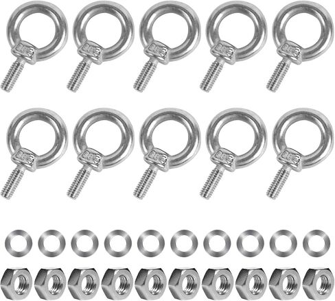 10 Pack Eye Bolts with Nuts M6 Screw Eyebolt Stainless Steel Heavy Duty Eye Bolt Male Screw Thread Ring Shoulder Eye Bolts in Saudi Arabia