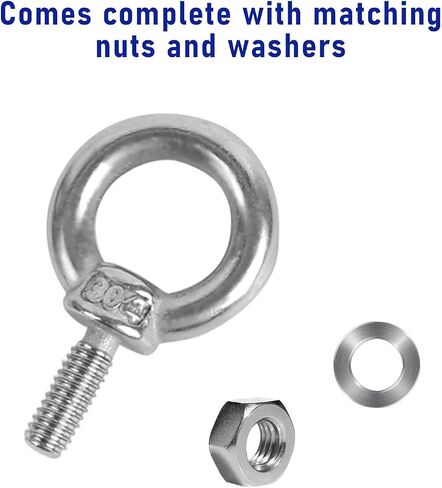 10 Pack Eye Bolts with Nuts M6 Screw Eyebolt Stainless Steel Heavy Duty Eye Bolt Male Screw Thread Ring Shoulder Eye Bolts in Saudi Arabia