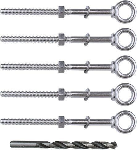 Muzata 5pack 1/4"-20 Eye Bolt Heavy Duty Shoulder Lifting Ring Threaded Eyebolts with Nuts Washers T316 Stainless Steel Marine Grade UNC-3A CR32 in Saudi Arabia