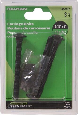 852518 5/16 x 5" Carriage Bolt - Black Finish 3-Pack in Saudi Arabia