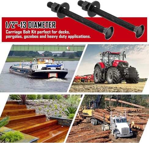SPARKWHIZ 1/2 in. x 6 in. Carriage Bolt Kit Includes 12 Bolts, 12 Washers, and 12 Nuts in Kuwait