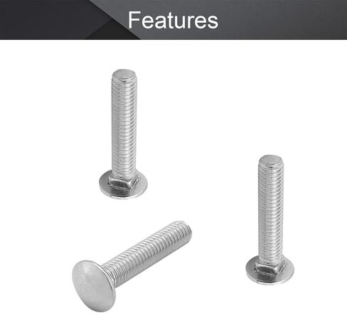 MroMax 10PCS Carriage Bolts M6x30mm Half Round Head Square Neck Bolt Fasteners 304 Stainless Steel Neck Carriage Bolt Silver Tone in Kuwait