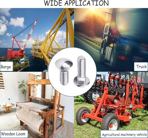 MroMax 10PCS Carriage Bolts M6x30mm Half Round Head Square Neck Bolt Fasteners 304 Stainless Steel Neck Carriage Bolt Silver Tone in Kuwait