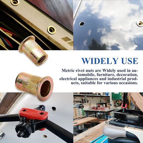 500 قطعة مجموعة صواميل البرشام SAE، تشكيلة صواميل البرشام 6#-32، 8#-32، 10#-24، 1/4"-20، 5/16"-18، 3/8"-16، 1/2"- 13، UNC الكربون الصلب الزنك مطلي الانتهاء من رأس مسطح الخيوط إدراج برشام المكسرات مجموعة in Kuwait