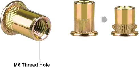 M6 Metric Rivet Nuts Zinc Plated Carbon Steel Threaded Insert Nut Nutsert Rivnuts Flat Head Knurled Body,40Pcs in Saudi Arabia