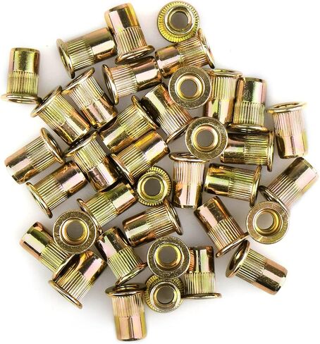 M6 Metric Rivet Nuts Zinc Plated Carbon Steel Threaded Insert Nut Nutsert Rivnuts Flat Head Knurled Body,40Pcs in Saudi Arabia