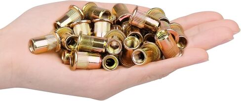 M6 Metric Rivet Nuts Zinc Plated Carbon Steel Threaded Insert Nut Nutsert Rivnuts Flat Head Knurled Body,40Pcs in Saudi Arabia