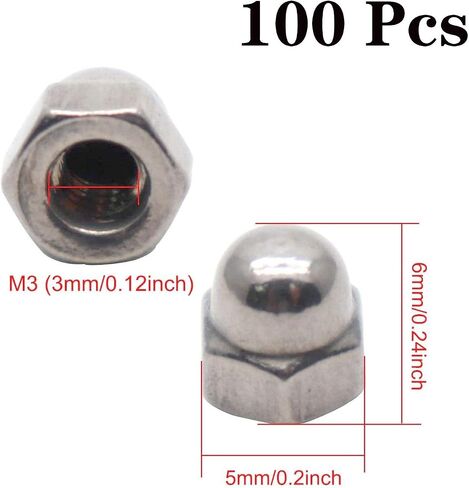 M12-1.75 Metric Acorn Cap Nuts Dome Head Nuts, 304 Stainless Steel 18-8, Plain Finish,Hex Acorn Cap,Nuts Decorative Nut Caps (12 Pcs) in Kuwait