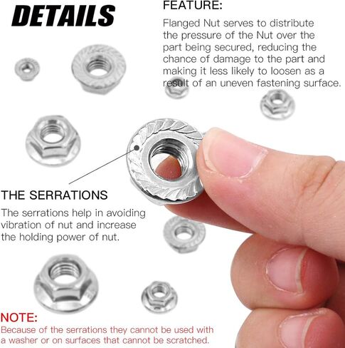 Hilitchi 140-Pcs M3 M4 M5 M6 M8 M10 M12 Hex Flange Nuts Assortment Kit - 304 Stainless Steel in Saudi Arabia