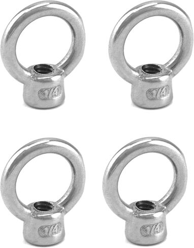 صامولة رفع العين من QWORK، 4 عبوات، 1/4 بوصة من الفولاذ المقاوم للصدأ بدرجة بحرية UNC 316 in Kuwait