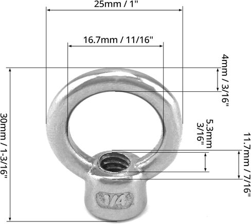 صامولة رفع العين من QWORK، 4 عبوات، 1/4 بوصة من الفولاذ المقاوم للصدأ بدرجة بحرية UNC 316 in Kuwait