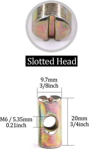 Hilitchi 20-Pcs M6 Pozidriv Slotted Barrel Nuts Cross Dowels Slotted Nuts for Furniture Beds Crib Chairs - M6 x 20mm in Saudi Arabia