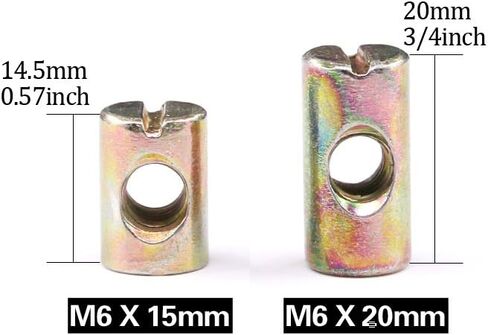 Hilitchi 20-Pcs M6 Pozidriv Slotted Barrel Nuts Cross Dowels Slotted Nuts for Furniture Beds Crib Chairs - M6 x 20mm in Saudi Arabia