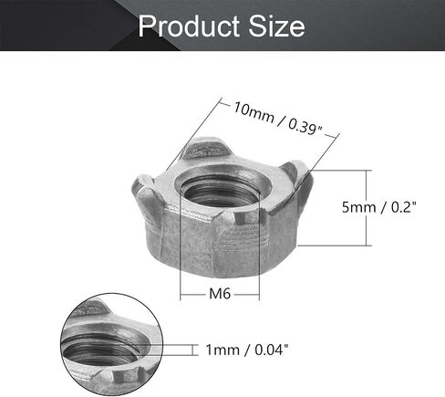 MroMax Weld Nuts M6 Square UNC الخشنة الكربون الصلب آلة المسمار الفضة حزمة من 100 in Kuwait