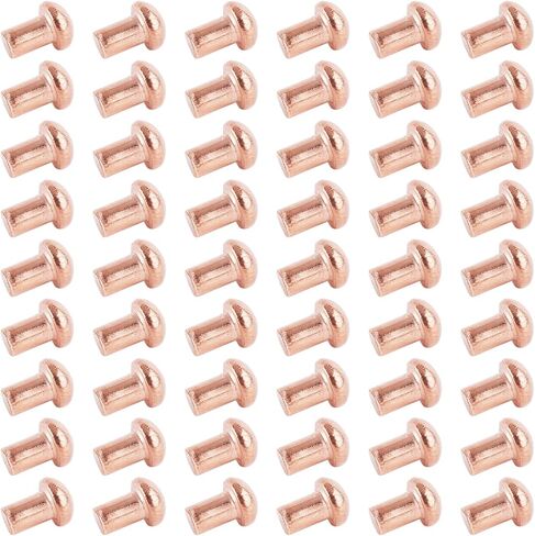 Aicosineg Solid Rivet,50Pcs T Shape Round Head Copper Solid Rivets M3 Round Head Fastener for Electrical Applications Copper Finish Copper Tone 0.12"Dia x 0.47"Length in Kuwait