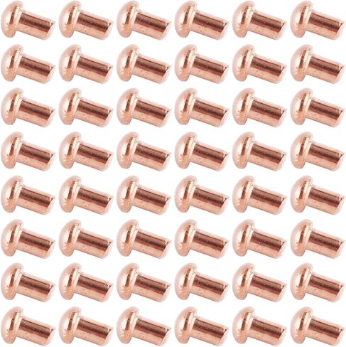 Aicosineg Solid Rivet,50Pcs T Shape Round Head Copper Solid Rivets M3 Round Head Fastener for Electrical Applications Copper Finish Copper Tone 0.12"Dia x 0.47"Length in Kuwait