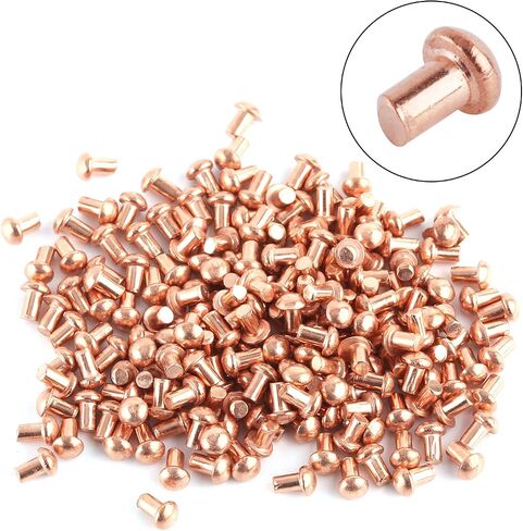 Aicosineg Solid Rivet,50Pcs T Shape Round Head Copper Solid Rivets M3 Round Head Fastener for Electrical Applications Copper Finish Copper Tone 0.12"Dia x 0.47"Length in Kuwait