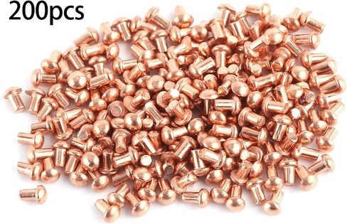 Aicosineg Solid Rivet,50Pcs T Shape Round Head Copper Solid Rivets M3 Round Head Fastener for Electrical Applications Copper Finish Copper Tone 0.12"Dia x 0.47"Length in Kuwait
