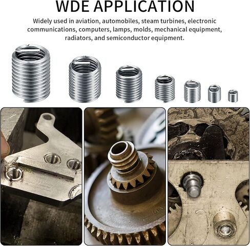 60 Pcs Wire Screw Sleeve Thread Repair Kit, Metric M3 M4 M5 M6 M8 M10 M12 Wire Inserts Screws Sleeve Assortment Kit, Stainless Steel Helical Type Coiled Wire Thread Inserts Repair Sleeve in Saudi Arabia