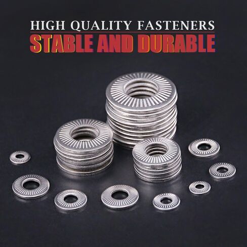 Hilitchi 128-Pcs [M3 - M12] Stainless Steel Washers Metric 304 Stainless Steel Belleville Spring Disc Washer Assortment Set in Saudi Arabia