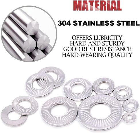 Hilitchi 128-Pcs [M3 - M12] Stainless Steel Washers Metric 304 Stainless Steel Belleville Spring Disc Washer Assortment Set in Saudi Arabia