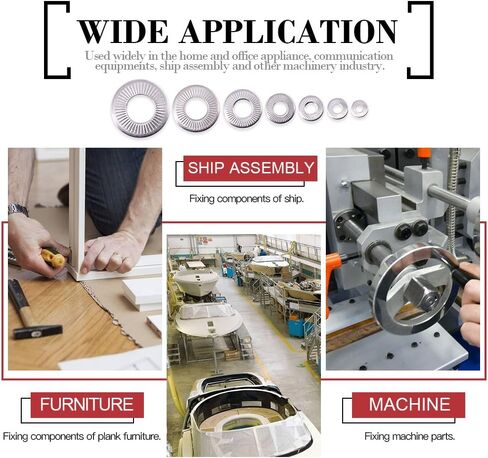 Hilitchi 128-Pcs [M3 - M12] Stainless Steel Washers Metric 304 Stainless Steel Belleville Spring Disc Washer Assortment Set in Saudi Arabia
