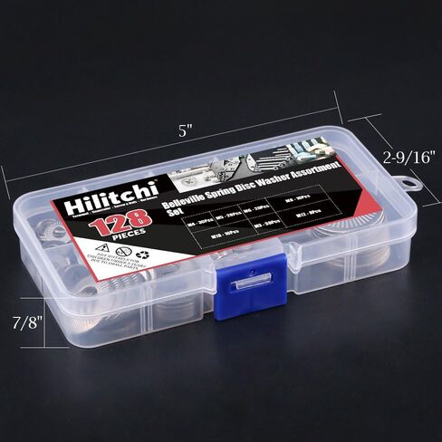 Hilitchi 128-Pcs [M3 - M12] Stainless Steel Washers Metric 304 Stainless Steel Belleville Spring Disc Washer Assortment Set in Saudi Arabia