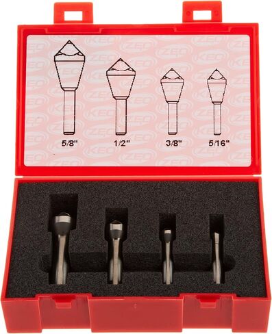 KEO 53518 Cobalt Steel Single-End Countersink Set, Uncoated (Bright) Finish, 82 Degree Point Angle, 5/16" - 5/8" Head Diameter in Saudi Arabia