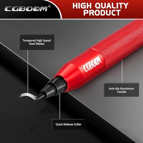 أداة إزالة الأزيز مع 10 شفرات HSS (فولاذية) إضافية في 3 أوضاع ومقبض ألومنيوم واحد - تعمل على المعدن والبلاستيك والراتنج والطابعة ثلاثية الأبعاد وأنابيب PVC والنحاس، ومزيل حواف الثقب، ومزيل الأزيز، وأداة مخرطة محمولة in Kuwait