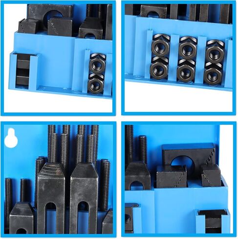 58pc T-slot Clamping Kit Sets of Fixtures, Pro-Series 1/2 T-Slot Step Hold Down Clamp Clamping Kit 3/8-16 Stud Clamping Kit Mill Machinist Set in Kuwait