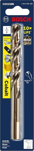 مجموعة لقم مثقاب الكوبالت المكونة من 14 قطعة من BOSCH CO14B مع علبة متضمنة - لقم ثقب معدنية M42 مع ثلاثة ساق مسطحة لتطبيقات الحفر في الفولاذ المقاوم للصدأ والحديد الزهر والتيتانيوم والمعادن ذات المقياس الخفيف in Kuwait