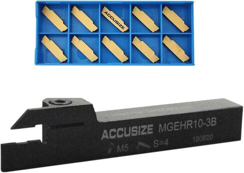 Accusize Industrial Tools 5/8'' x 5/8" Cut-Off Holder, Parting Tool, Mgehr10-3b of 2387-2005 with 10 Carbide Inserts for Cutting Steel 2387-0005ins in Saudi Arabia